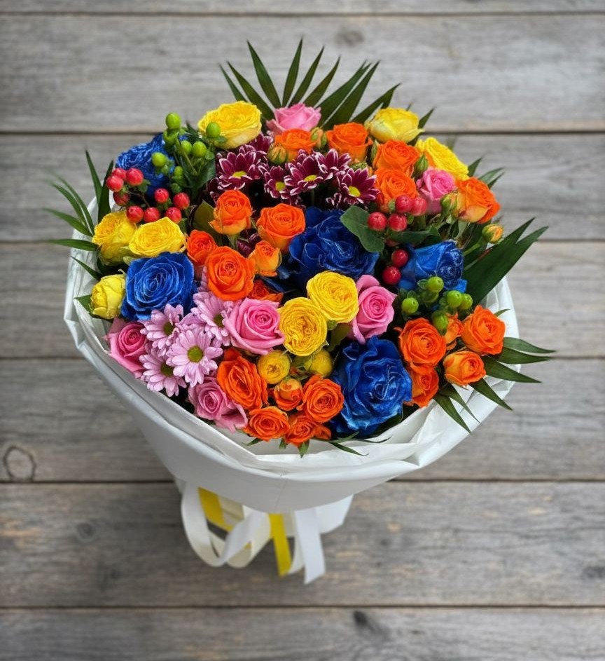 Букет цветов из: Розы и Хризантемы в Комгарон