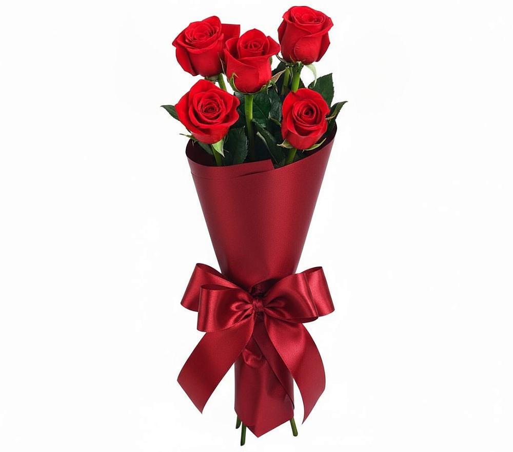 Букет 5 Красных роз Эдлесс Лав в Комгарон
