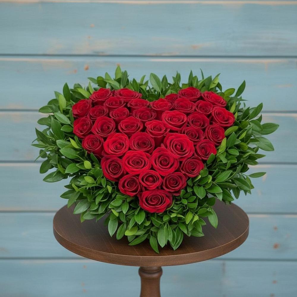 Цветочная композиция из Розы в виде сердца в Комгарон