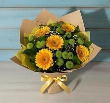 Букет цветов из:  Герберы и Хризантемы в Комгарон