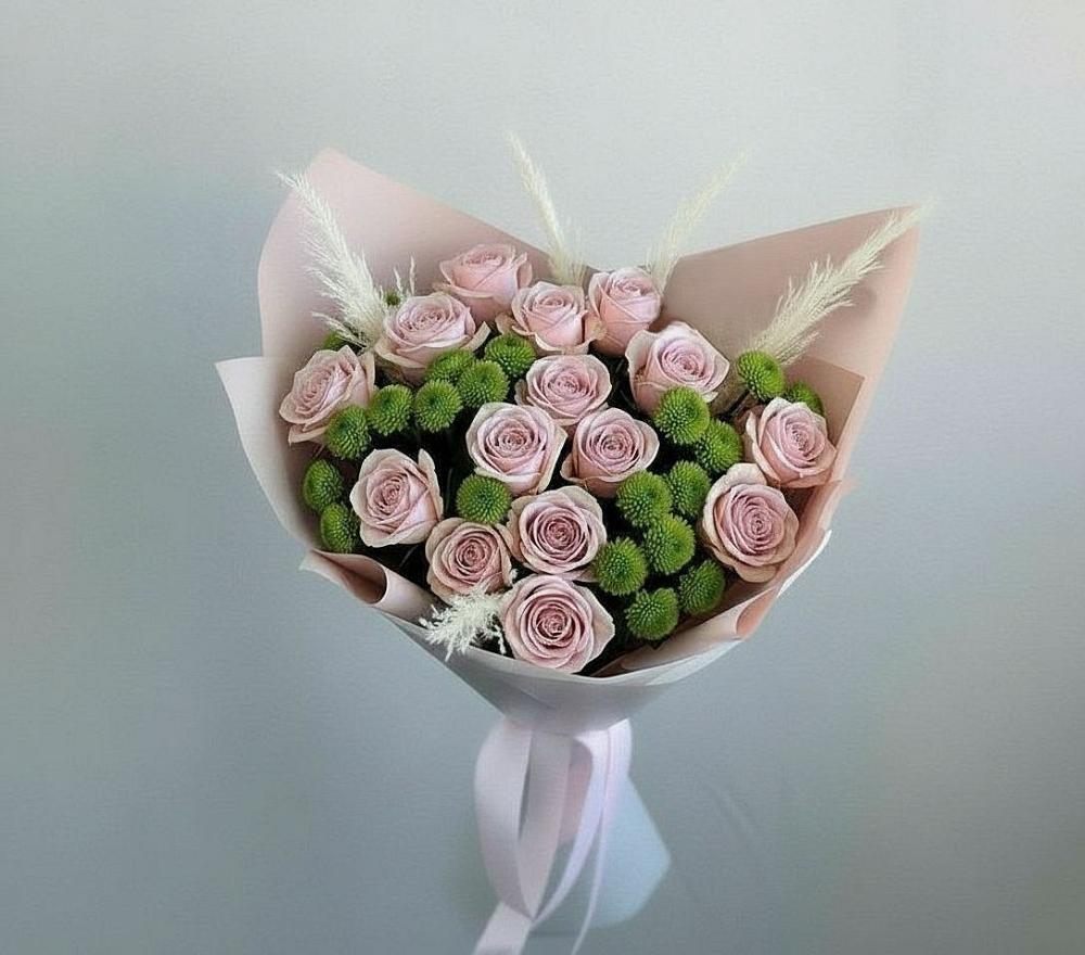 Букет цветов из: Розы и Хризантемы в Комгарон