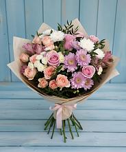 Букет цветов из:  Хризантемы, Розы и Альстромерии в Комгарон