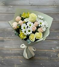 Букет цветов из:  Альстромерии, Розы и Хризантемы в Комгарон