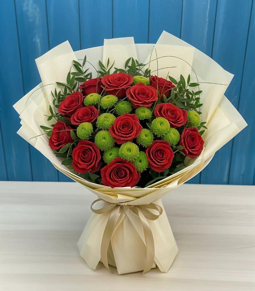 Букет цветов из: Розы и Хризантемы в Комгарон